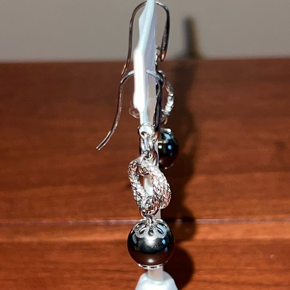 Simona Collini Stainless Steel & Hematite Dangle Pierced Earrings Never Worn - Picture 5 of 10